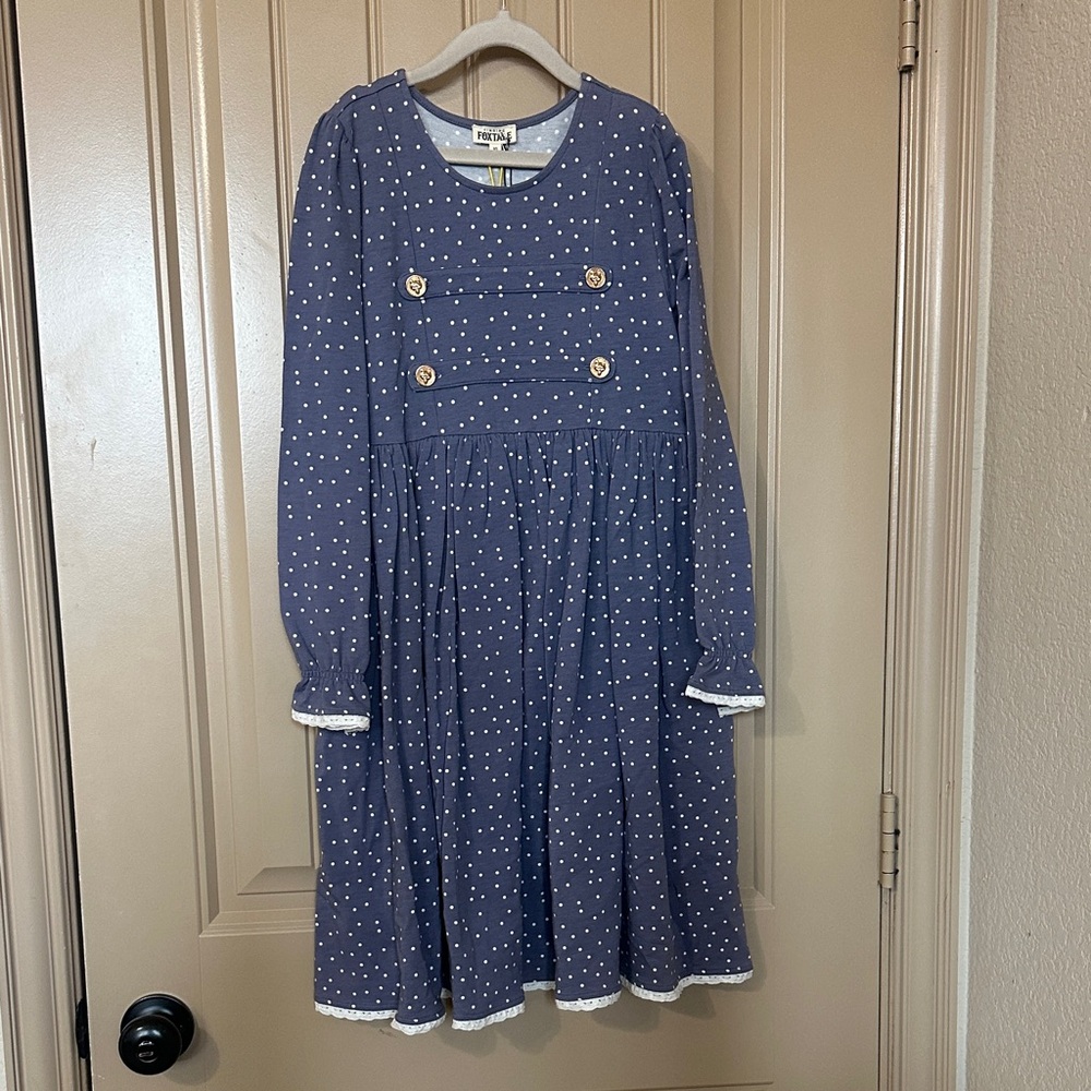 Charming Blue Polka Dot Dress by Finding Foxtale Girls size 10